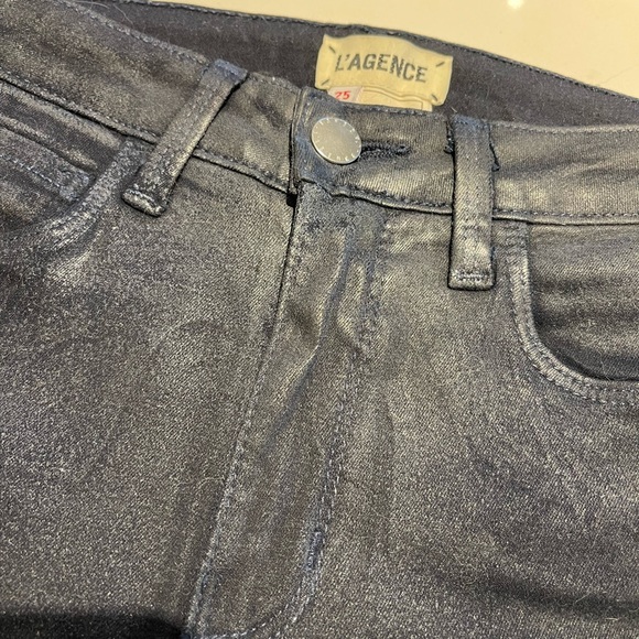 L’Agence waxed navy blue skinny jeans ‘25’ - Picture 4 of 12